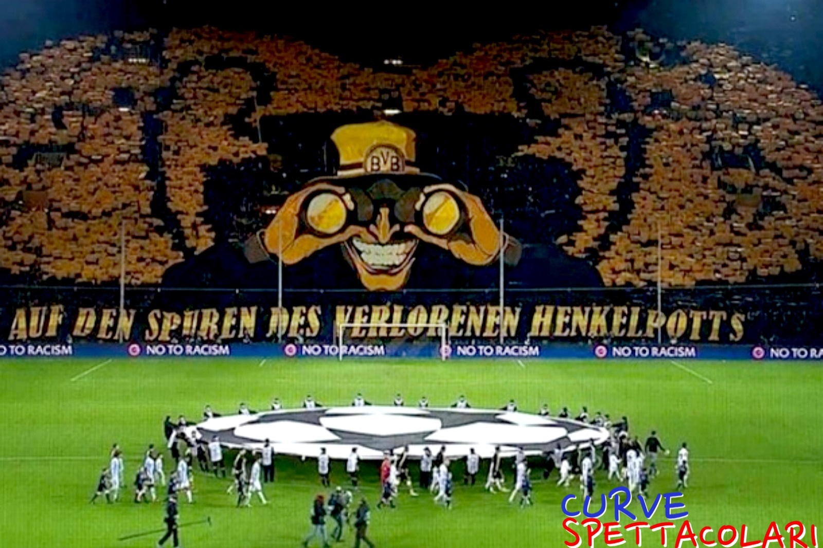 Motivo del tatuaggio 3D del muro dello stadio nero-giallo, Borussia Dortmund 