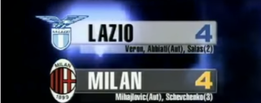 Lazio Milan 4 a 4